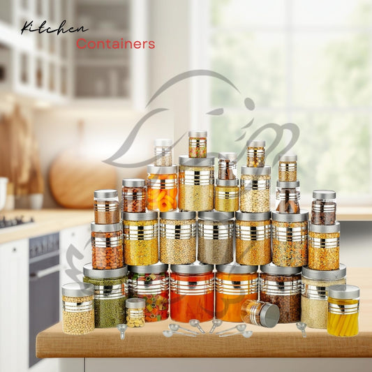 RABBY Airtight Kitchen Jar Set – 24 Pcs with Spoons