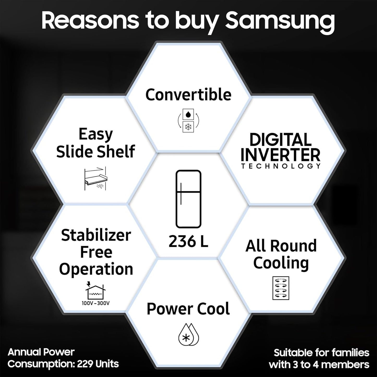 Samsung 236L 3-Star Convertible Fridge